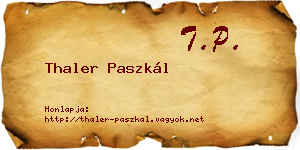 Thaler Paszkál névjegykártya